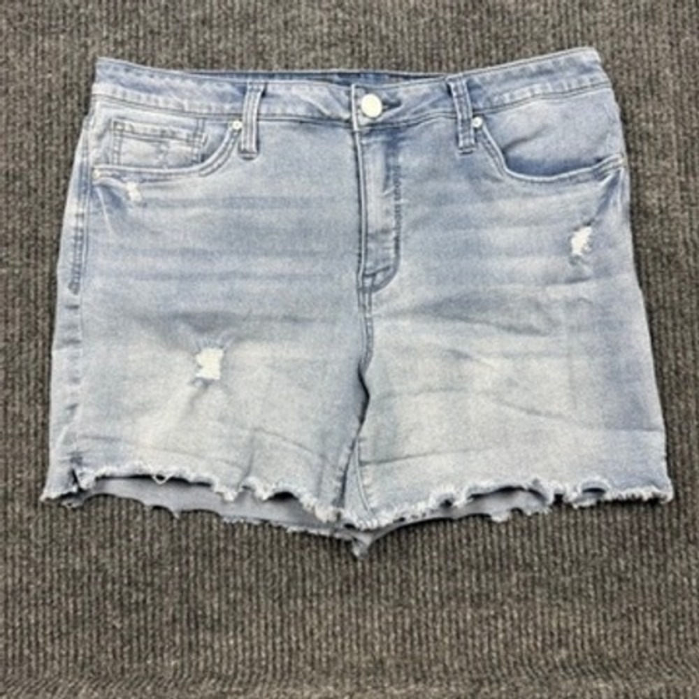 Seven7 Weekend Short Distressed Raw Hem Denim Shorts Light Wash Lost MY3324FR 16